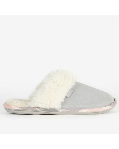 Barbour Lydia Suede Mule Slippers - White