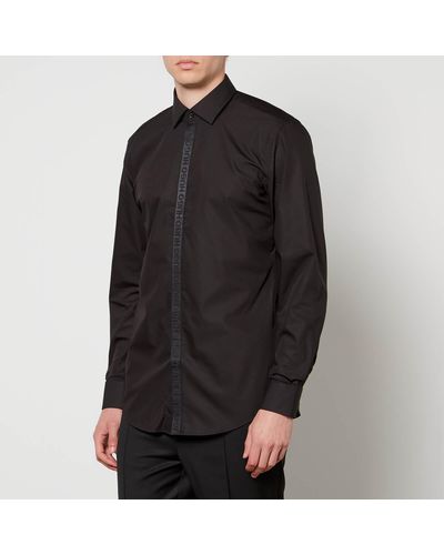 HUGO Keidi Logo-jacquard Cotton Shirt - Black