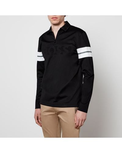 BOSS Plisy 1 Long Sleeve Polo Shirt - Black