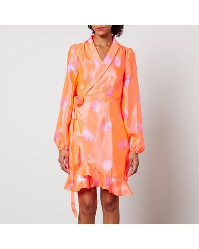 Crās Linda Printed Satin Mini Dress - Orange