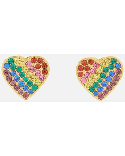 Kate Spade Rainbow Joy Gold-plated Heart Studs - White