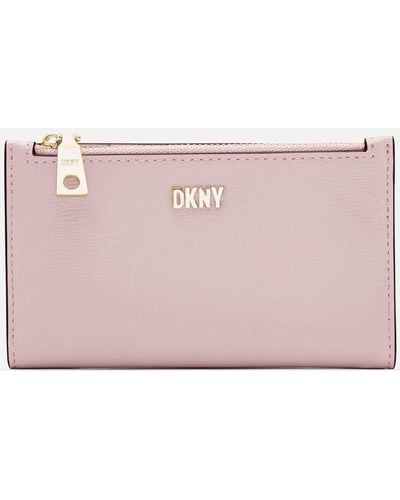 DKNY Bryant Leather Bifold Card Holder - Pink