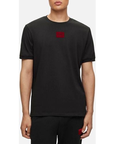 HUGO Diragolino_v Logo-appliquéd Cotton-jersey T-shirt - Black