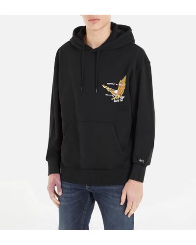 Tommy Hilfiger Relaxed Fit Vintage Eagle Cotton-jersey Hoodie - Black