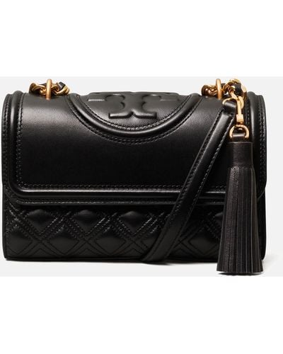 Tory Burch Small Fleming Convertible Leather Shoulder Bag - Black