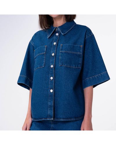 ALIGNE Giana Organic Cotton-denim Shirt - Blue