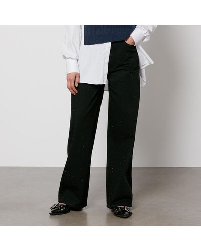 Samsøe & Samsøe Shelly 15057 Embellished Denim Wide-Leg Jeans - Black