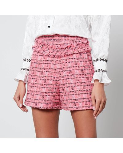 Sister Jane Glades Fray Tweed Shorts - Red