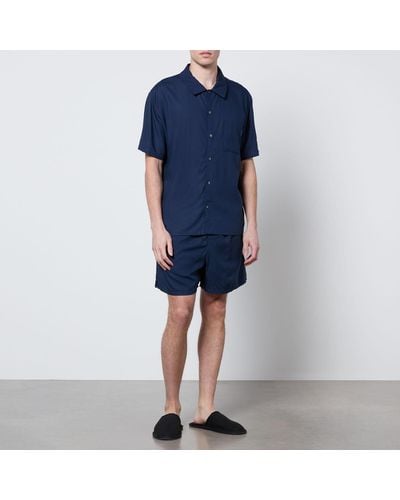 Calvin Klein Sleep Woven T-shirt And Shorts Set - Blue