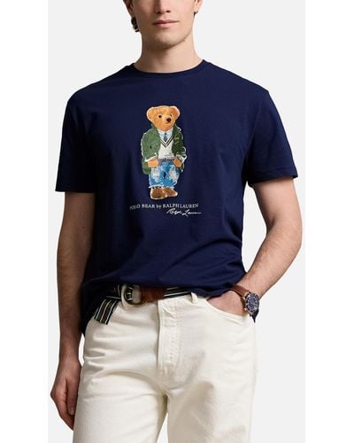Polo Ralph Lauren Bear-print Short-sleeve Cotton-jersey T-shirt Xx - Blue