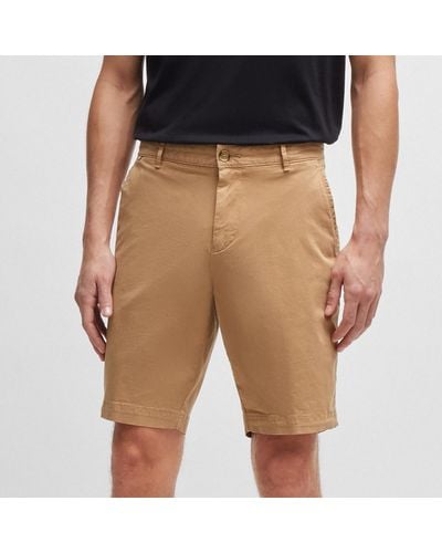 BOSS Slice Cotton-blend Twill Smart Shorts - Green