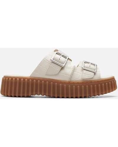 Clarks Torhill Cros-effect Leather Sandals - White