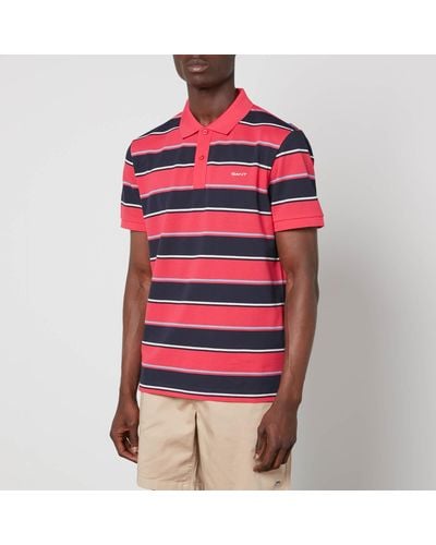 GANT Multi Stripe Cotton-pique Polo Shirt - Red