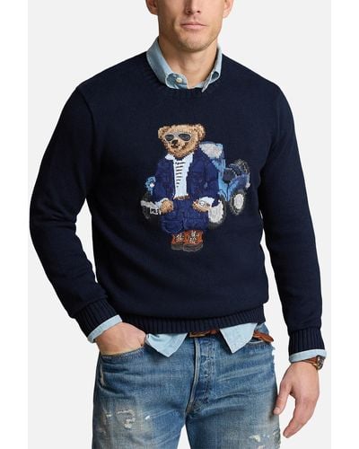 Polo Ralph Lauren Bear Intarsia Knit Sweater - Blue