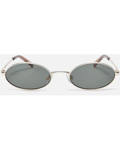 Le Specs Love Train Gold-tone Oval-frame Sunglasses - Gray
