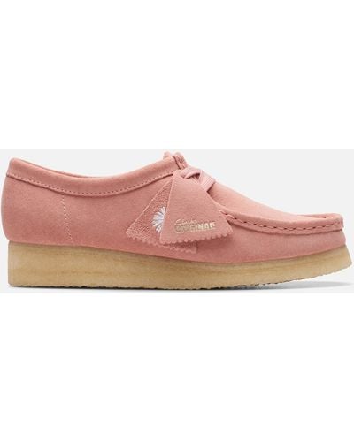 Clarks Wallabee Logo-tag Suede Shoes - Pink