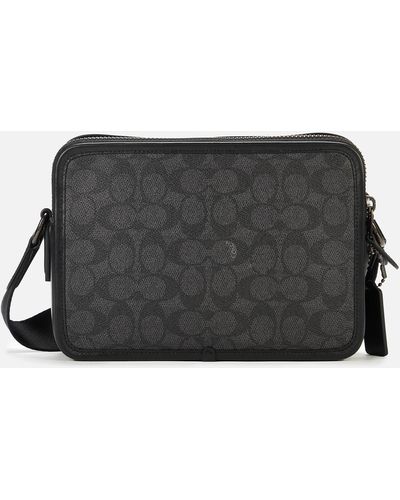 COACH Coated Canvas Signature Charter 24 Cross Body Bag - Black