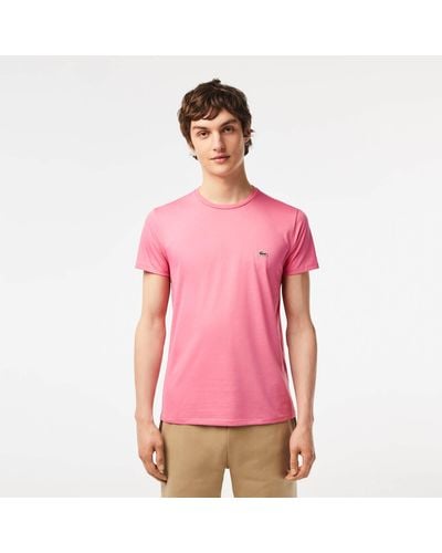 Lacoste Classic Pima Logo-appliquéd Cotton T-shirt - Pink