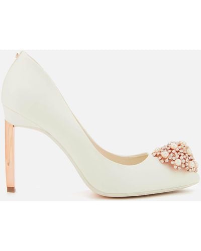 Ted Baker Ivory Stain Embellished Heeled Court Shoes - White