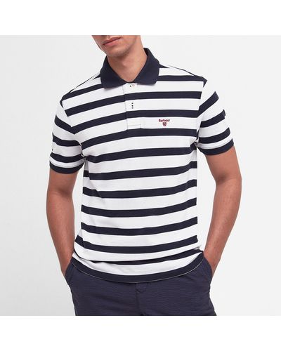 Barbour Stripe Sports Cotton Polo Shirt - Blue