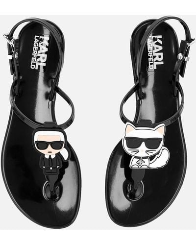 Karl Lagerfeld Jelly Karl Ikonic Sling Sandals - Black