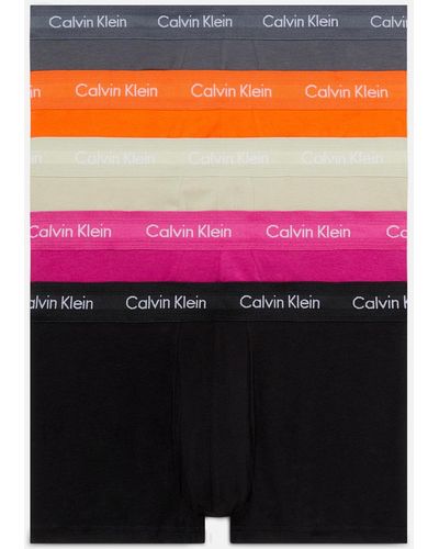 Calvin Klein 5 Pack Low Rise Cotton-blend Trunks - Pink
