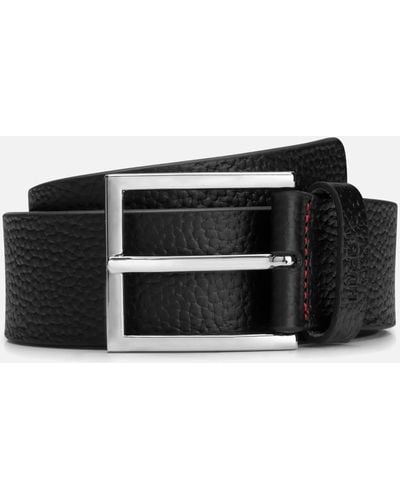HUGO Giaspo Pebbled Leather Belt - Schwarz
