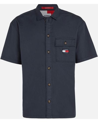 Tommy Hilfiger Classic Logo-appliquéd Cotton-twill Overshirt - Blue