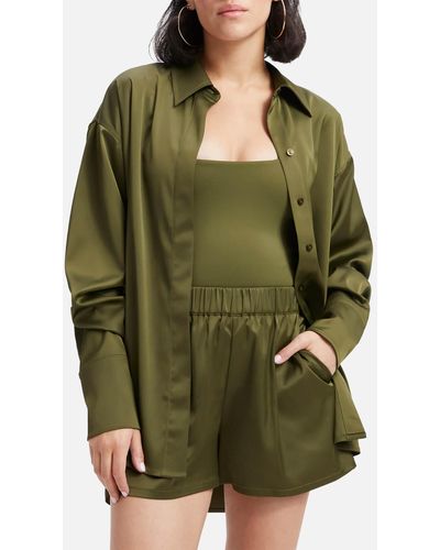 GOOD AMERICAN Satin Shirt - Green