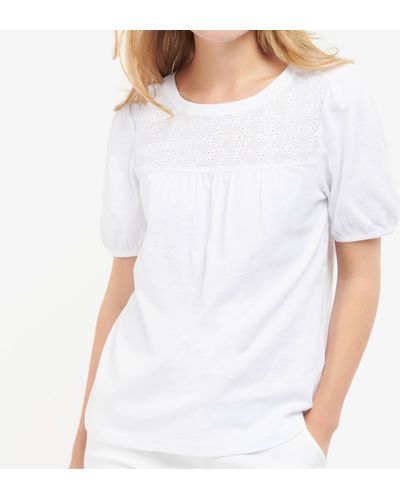 Barbour Embroidered Cotton Top - White