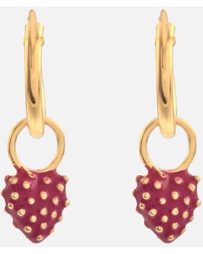 Anna + Nina Anna + Nina Single Lovely Day Ring Earring Silver Goldplated - Pink