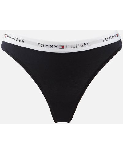 Tommy Hilfiger Logo-Jacquard Cotton-Blend Jersey Thong - Schwarz