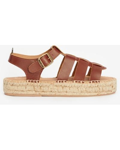 Barbour Paloma Fisherman Leather Espadrille Sandals - Brown