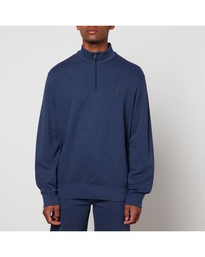 Polo Ralph Lauren Brushed Cotton-Blend Half-Zip Sweatshirt - Blue