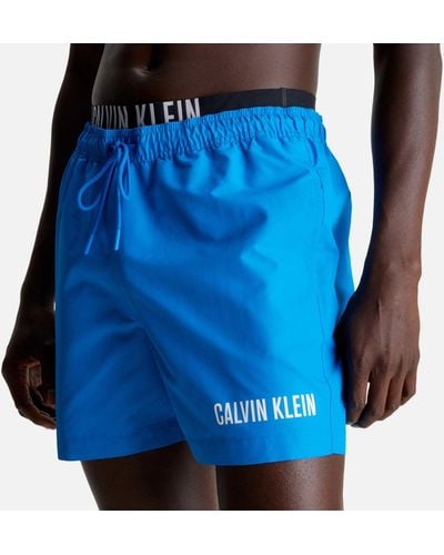 Calvin Klein Intense Power Double Waistband Swimming Shorts - Blue