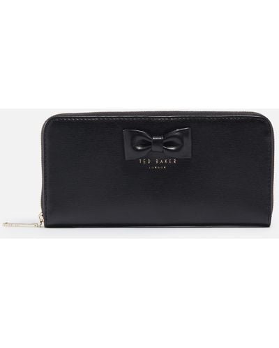 Ted Baker Beyla Bow Detail Leather Zip-around Purse - Black