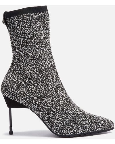 Kurt Geiger Barbican Embellished Knit Heeled Boots - Black