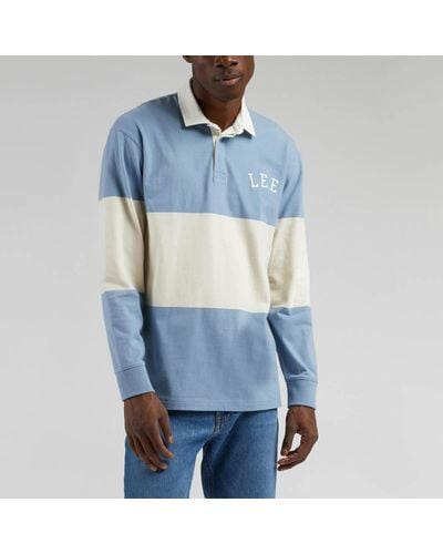 Lee Jeans Striped Cotton Rugby Top - Blau