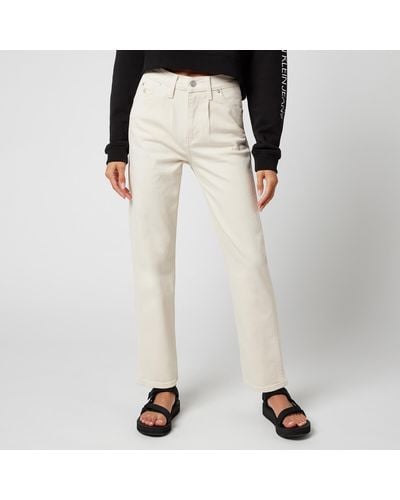 Calvin Klein High Rise Straight Ankle Jeans - Natural