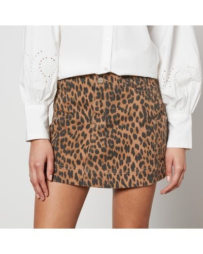 Damson Madder Lily Carpenter Leopard-print Denim Skirt - Brown
