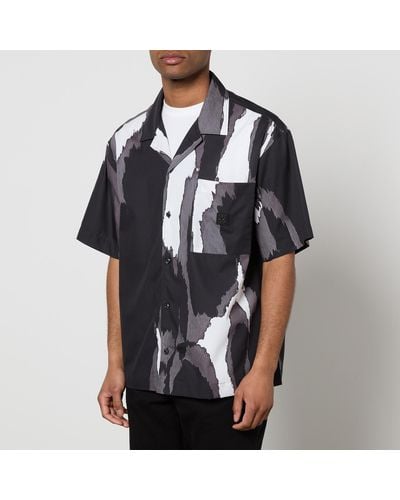 HUGO Egeeno Printed Short Sleeved Cotton Shirt - Black