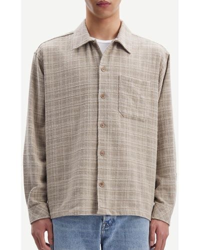 Samsøe & Samsøe Castor Cotton-Blend Flannel Shirt - Brown