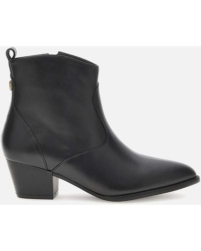 Guess Boyta Leather Western Boots - Black