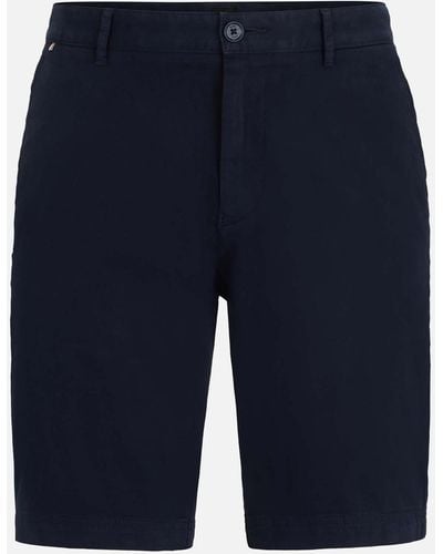 BOSS Slice Cotton-twill Blend Shorts - Blue