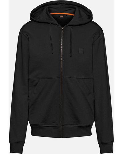 BOSS Zetalky Cotton-jersey Zipped Hoodie - Black