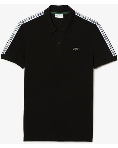 Lacoste Tape Cotton-blend Polo Shirt - Black