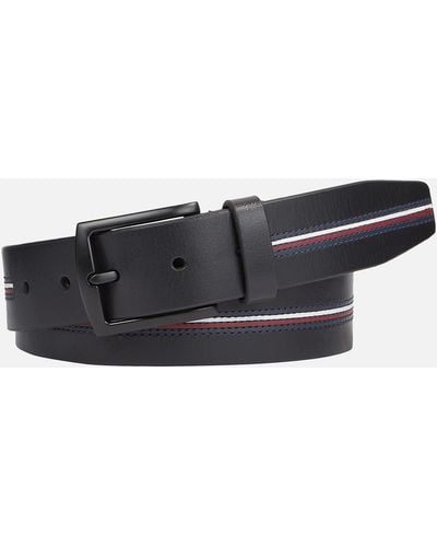 Tommy Hilfiger Denton 3.5 Leather Seasonal Corporate Belt - Black