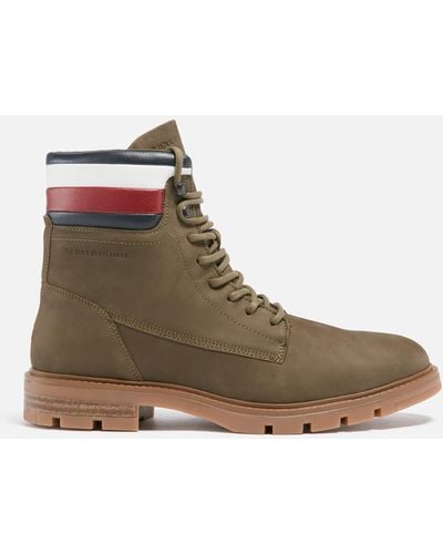 Tommy Hilfiger Corporate Nubuck Lace Up Boots - Brown