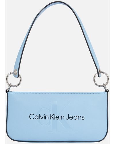 Calvin Klein Sculpted Faux Leather Shoulder Bag - Blue