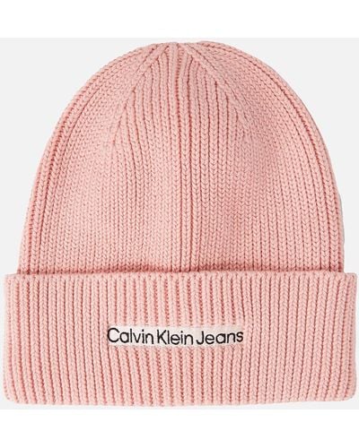 Calvin Klein Institutional Ribbed-cotton Blend Beanie - Pink